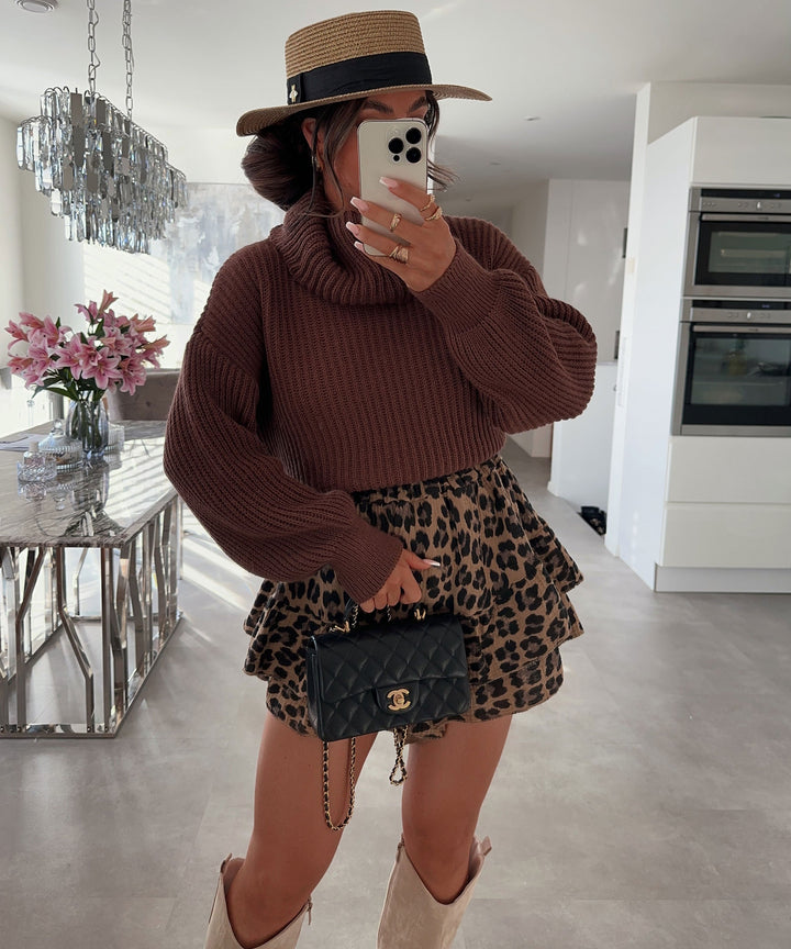 Rollkragen Pullover Yeni Dunkelbraun