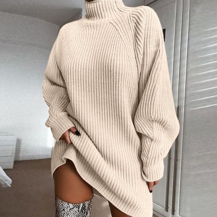 Rollkragen-Strickkleid in breiter Passform