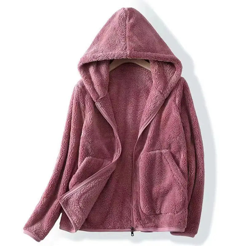 Emma | Damen Winter-Kuschelige Kapuzenjacke mit Reißverschluss