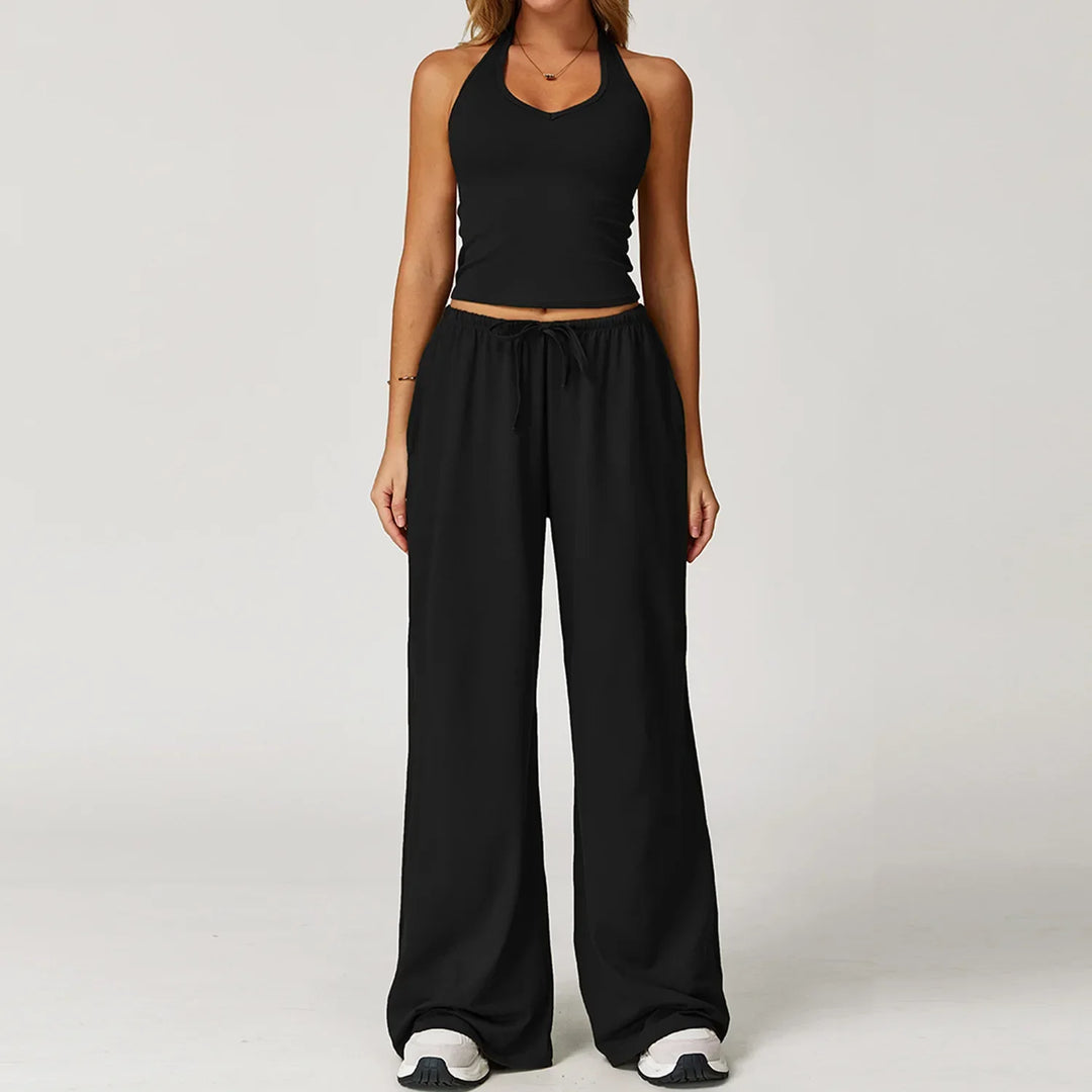 Franziska | Damen Halter Crop Top Lounge Set