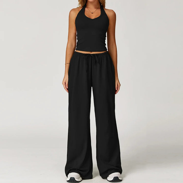 Franziska | Damen Halter Crop Top Lounge Set