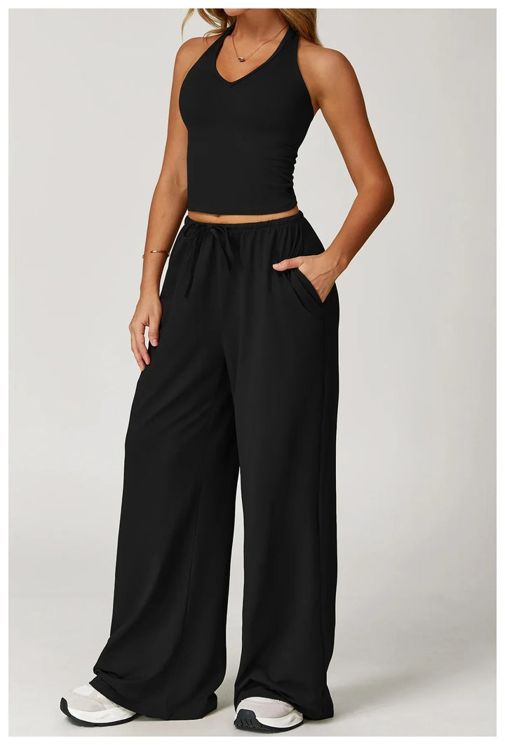 Franziska | Damen Halter Crop Top Lounge Set