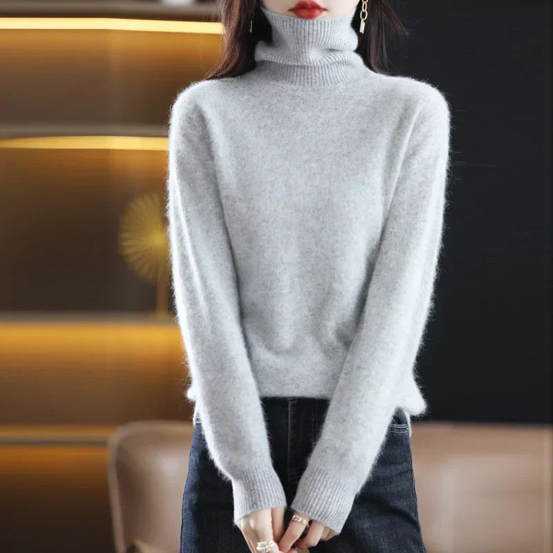 Isabella – Damen Ärmelloser Feinstrick Rollkragenpullover
