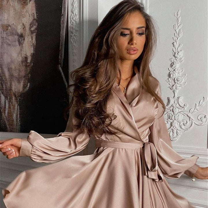 Damen Satin-Partykleid Lang