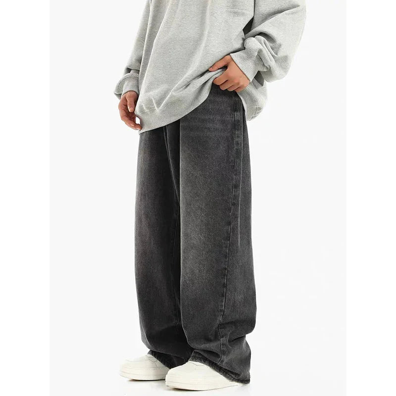 Herren-Jeans mit weitem Bein, schwarz