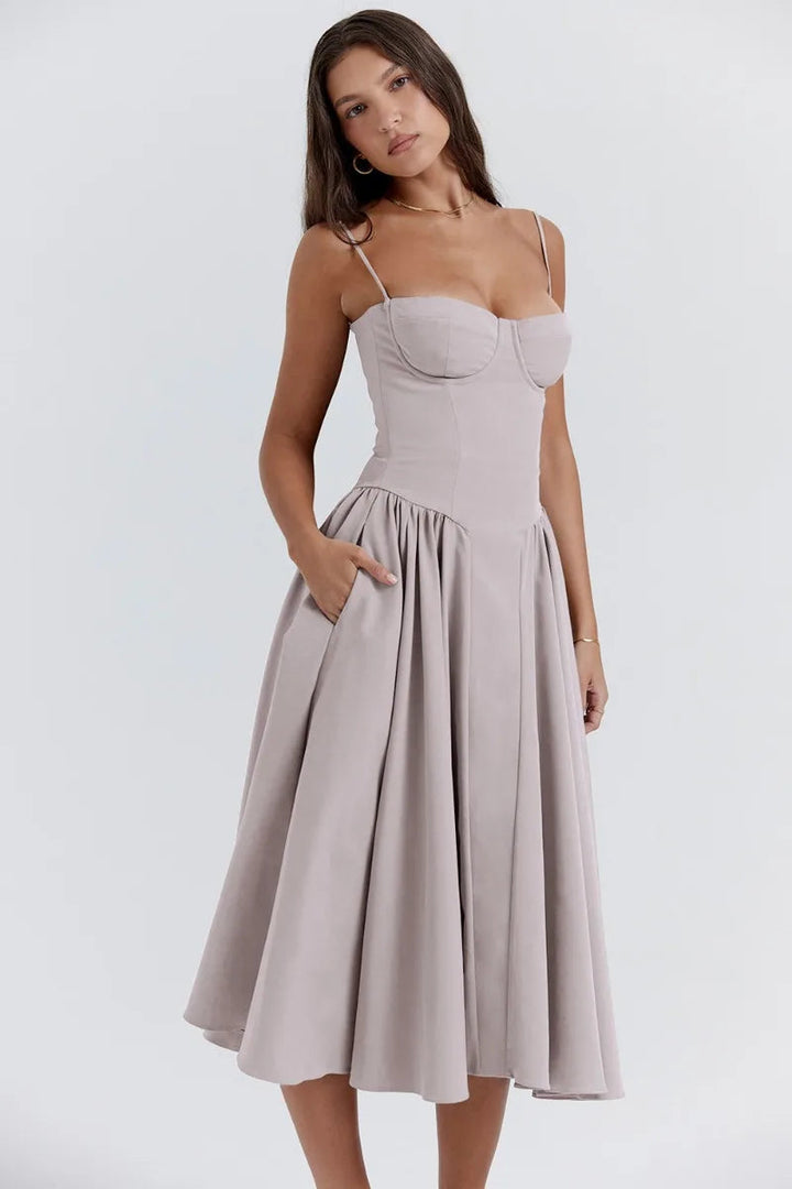 Cheri - Midikleid mit Trägern und freiem Rücken