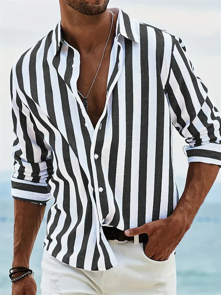 Peter | Herren Sommer Gestreiftes Relaxed Shirt