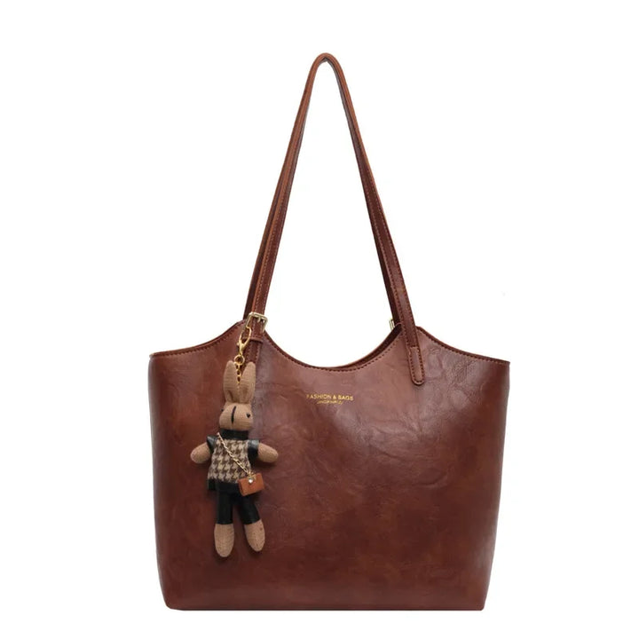 Damen Elegantes  Schultertasche groß mit Anhänger
