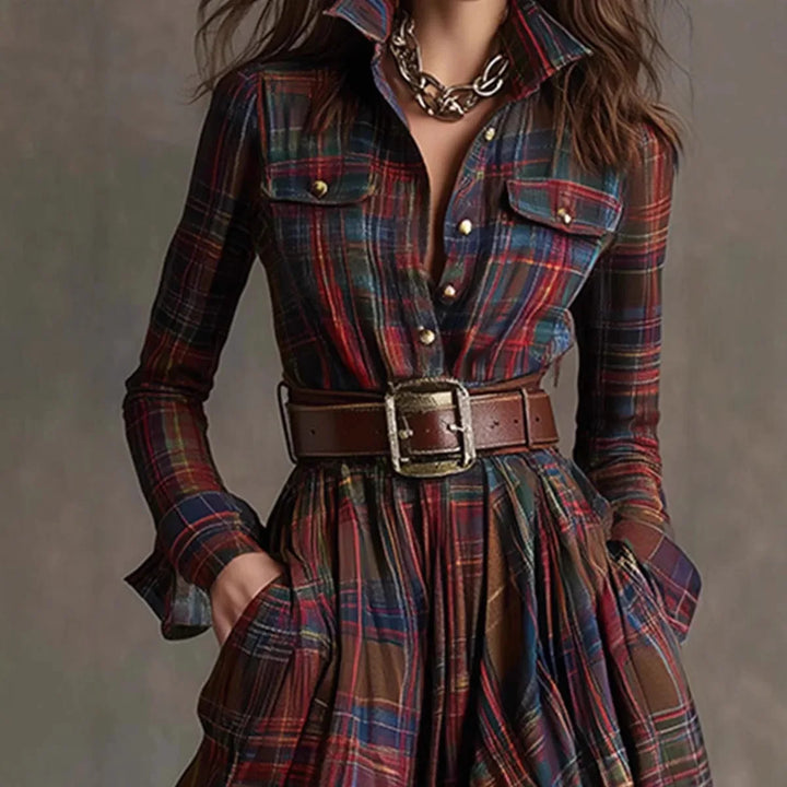 Hannah – Elegant Long Check Dress for Women - Image 4