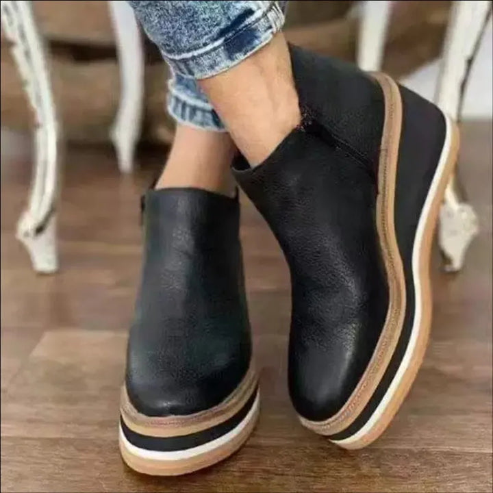 Damen-Wedge-Stiefeletten mit Plateau und Reißverschluss