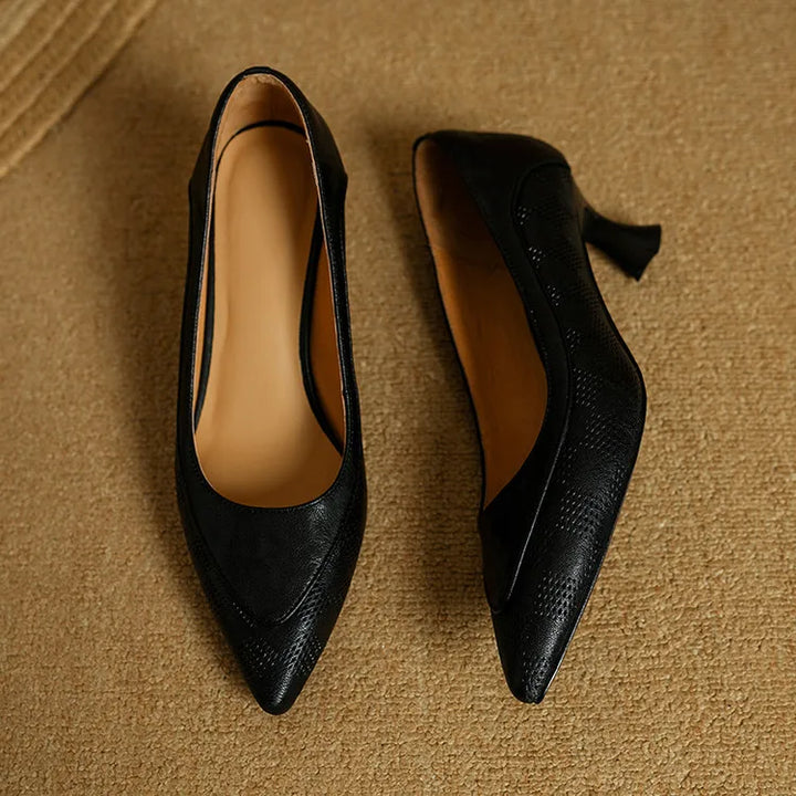 Pumps aus echtem Leder für Damen mit spitzer Zehenpartie