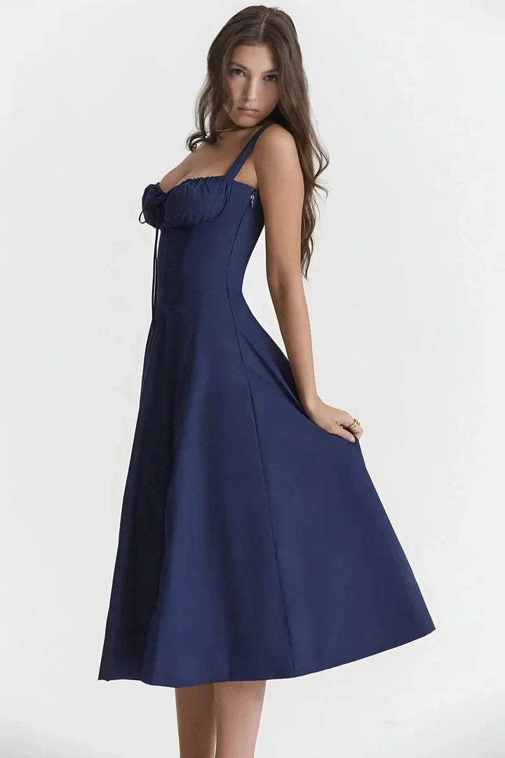 Linsay Blumenkleid – Midi-Kleid mit Korsett & Seitenschlitz