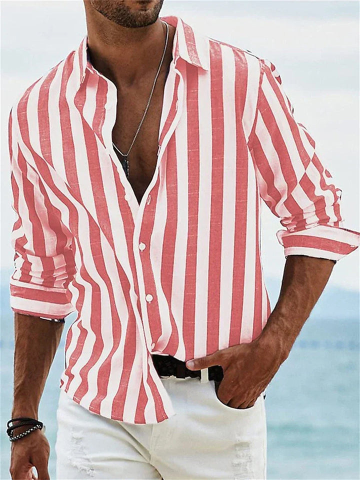 Peter | Herren Sommer Gestreiftes Relaxed Shirt