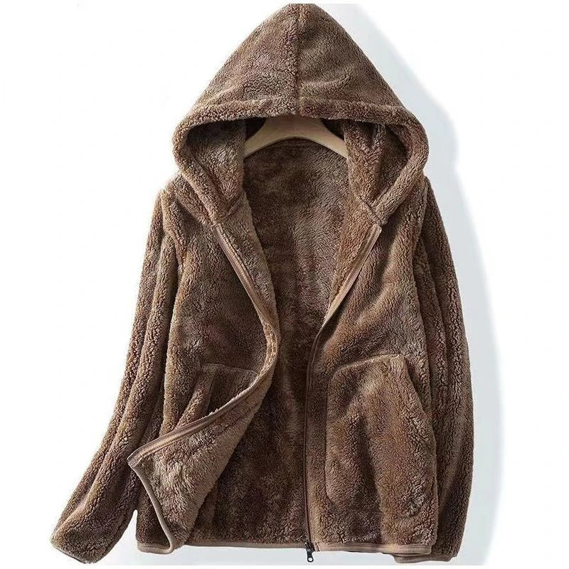 Emma | Damen Winter-Kuschelige Kapuzenjacke mit Reißverschluss