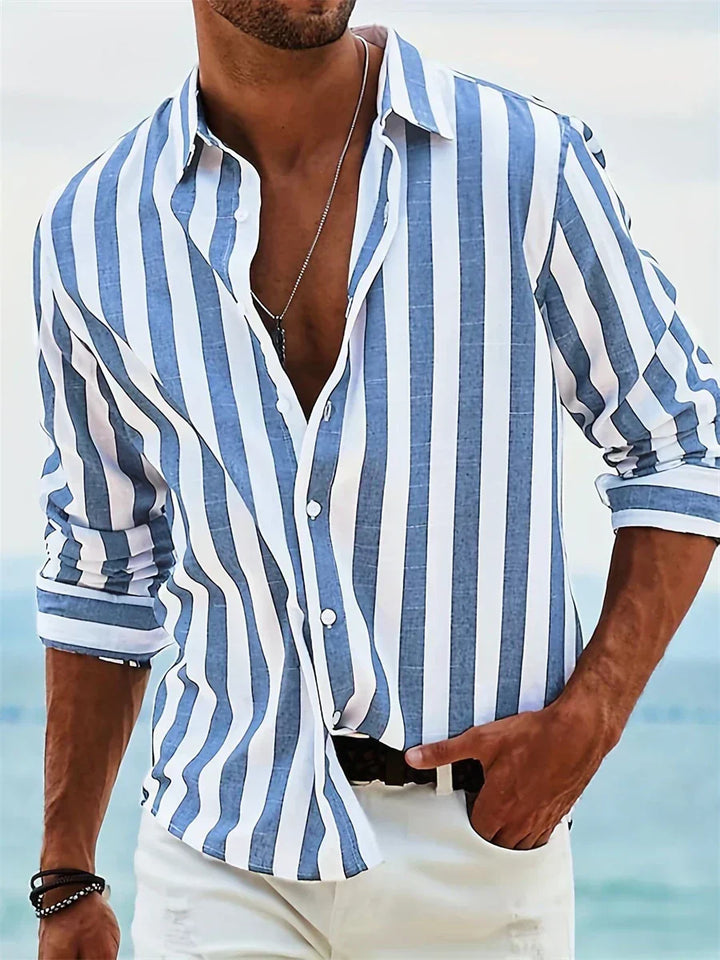 Adrian | Gestreiftes Herren Button-Down Freizeithemd