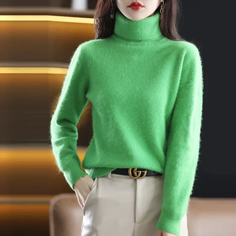 Isabella – Damen Ärmelloser Feinstrick Rollkragenpullover