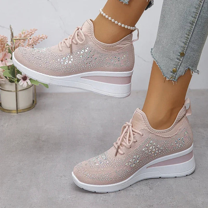 Orthopädische Damen Sneaker mit Strass Schnürung