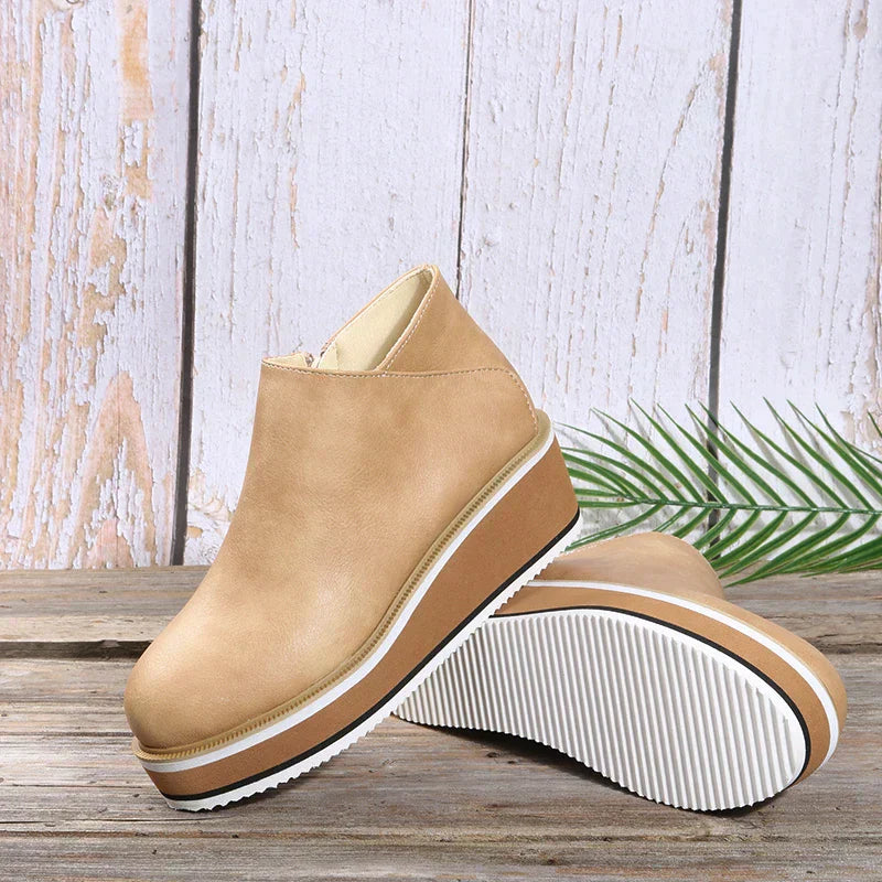 Damen-Wedge-Stiefeletten mit Plateau und Reißverschluss