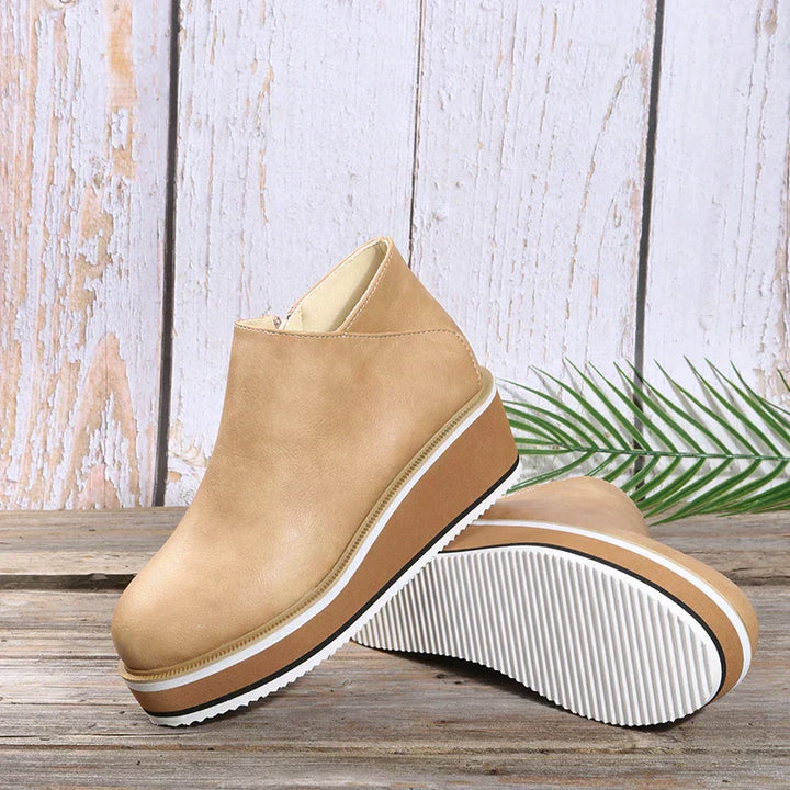 Damen-Wedge-Stiefeletten mit Plateau und Reißverschluss