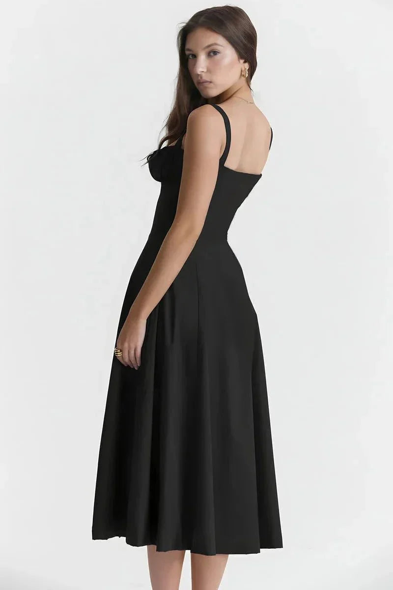 Linsay Blumenkleid – Midi-Kleid mit Korsett & Seitenschlitz