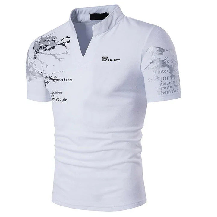 Stefan | Herren Grafikdruck V-Ausschnitt Freizeit T-Shirt