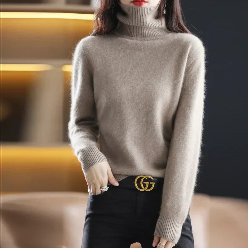 Isabella – Damen Ärmelloser Feinstrick Rollkragenpullover