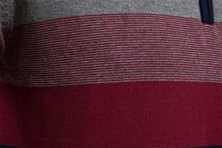 Pullover mit Reißverschluss | Sweater Gestreiftes Design und Stehkragen