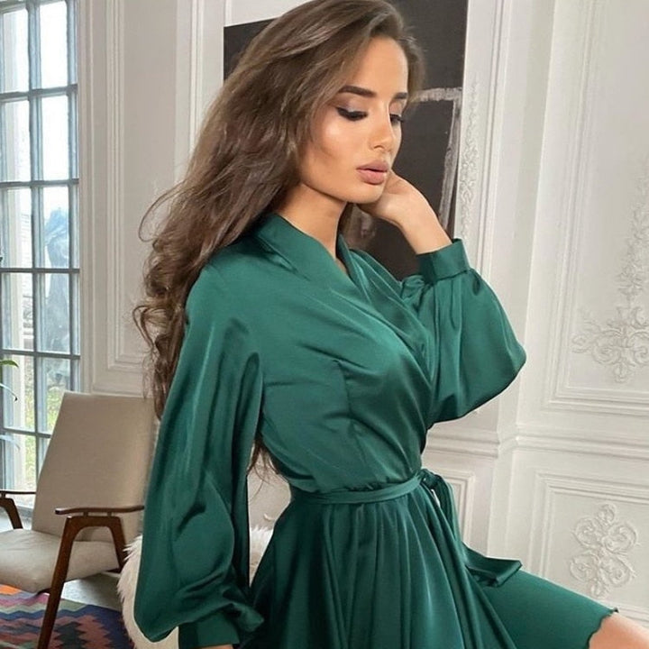 Damen Satin-Partykleid Lang