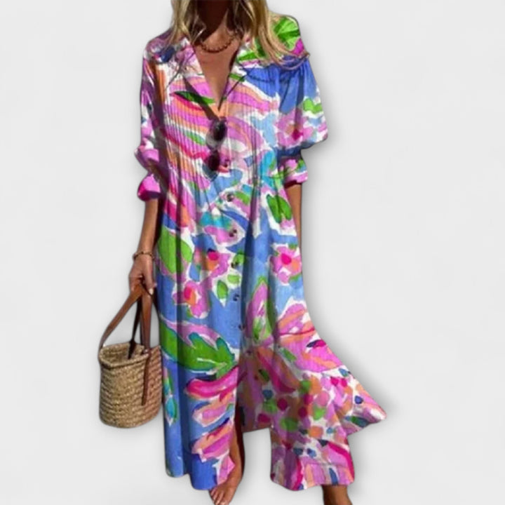 Figurschmeichelndes Maxi Kleid mit Bauchkaschierung