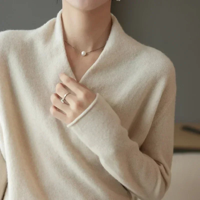 Jessica | Damen Winter Wickelpullover Mit V Ausschnitt