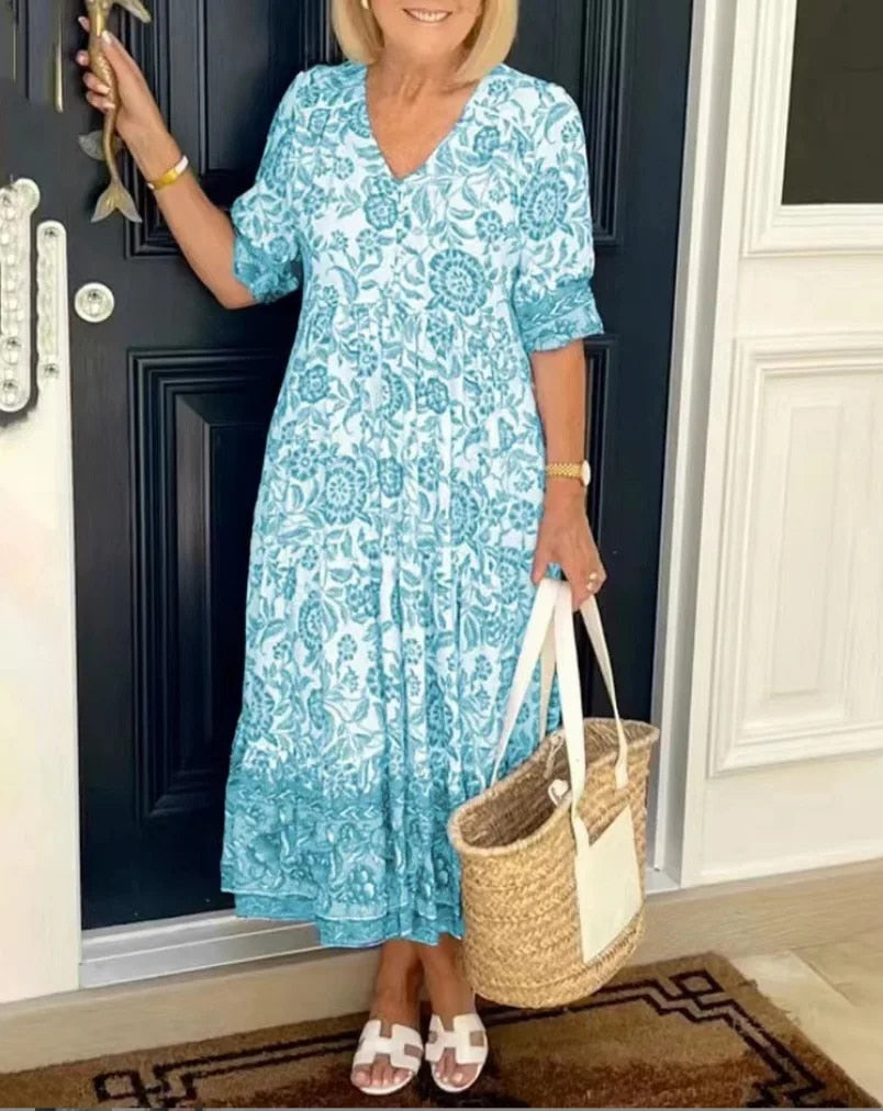 Charlotte – Elegant V-Neck Floral Dress for Women - Image 8