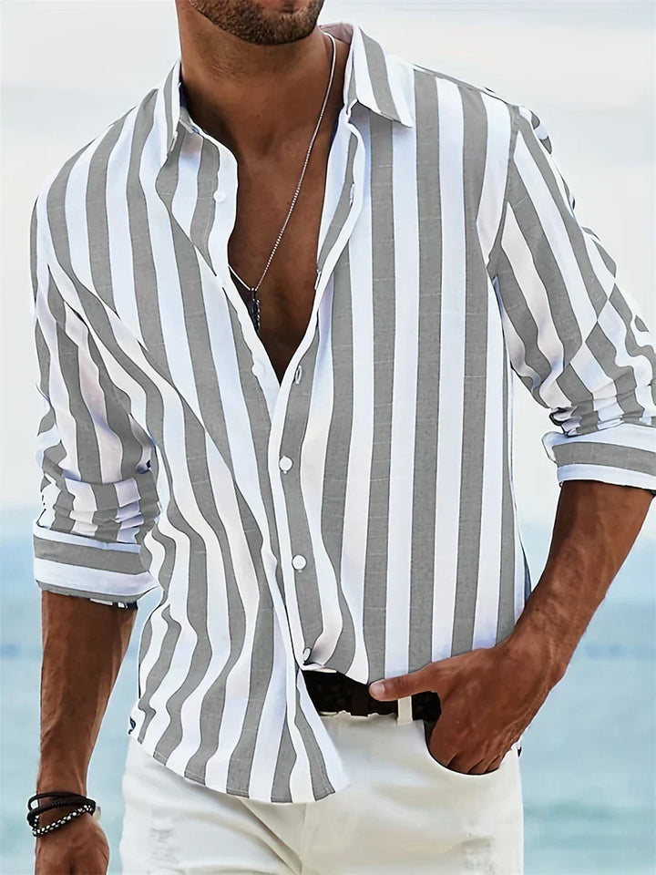 Peter | Herren Sommer Gestreiftes Relaxed Shirt