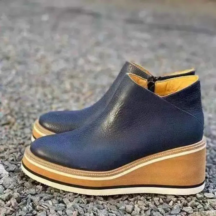 Damen-Wedge-Stiefeletten mit Plateau und Reißverschluss