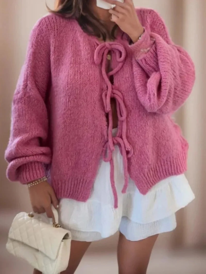 Doris | Damen Warme Strickjacke mit langen Ärmeln