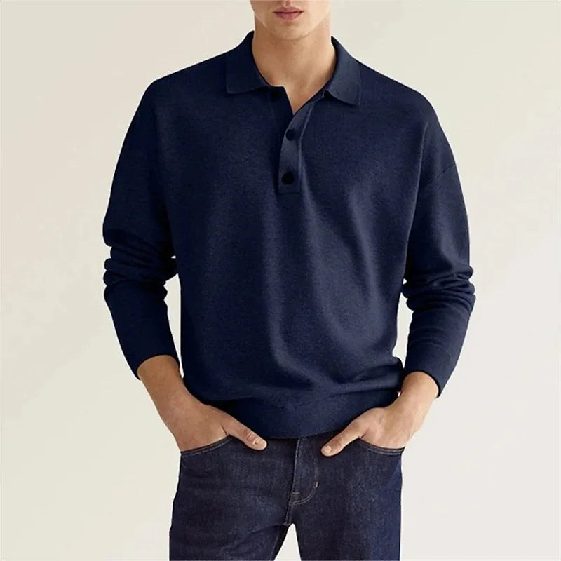 Peter | Herren Freizeit-Poloshirt mit langen Ärmeln