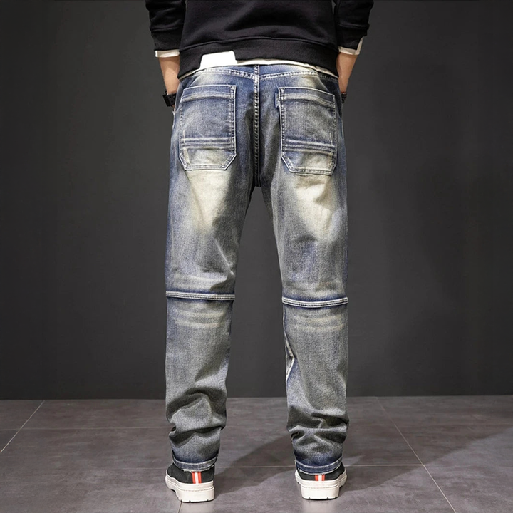 Herrenjeans Straight mit Knieeinsätzen