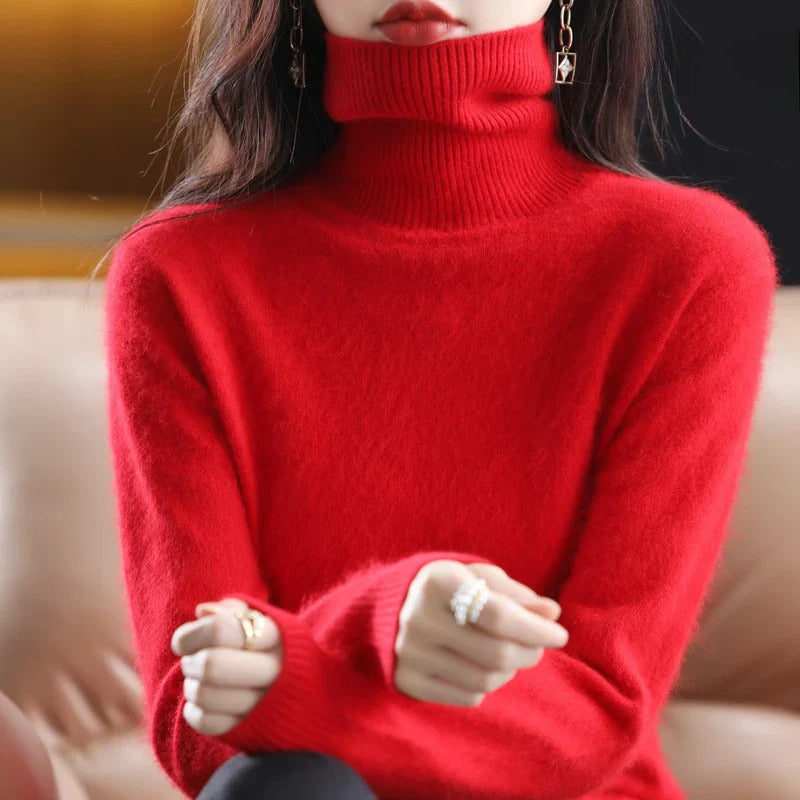 Isabella – Damen Ärmelloser Feinstrick Rollkragenpullover