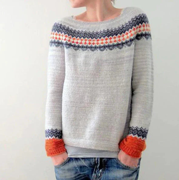 Andrea | Damen-Winter-Weihnachtspullover mit nordischem Muster