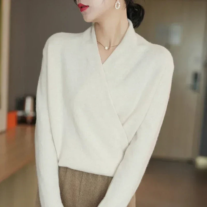 Jessica | Damen Winter Wickelpullover Mit V Ausschnitt