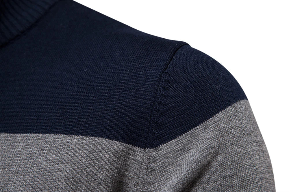 Pullover mit Reißverschluss | Sweater Gestreiftes Design und Stehkragen