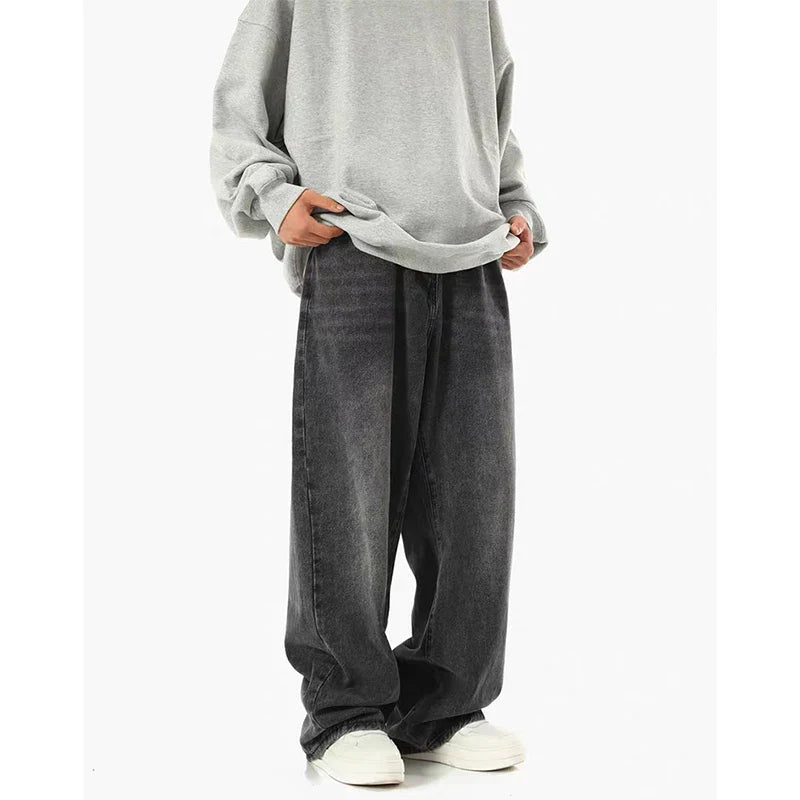 Herren-Jeans mit weitem Bein, schwarz