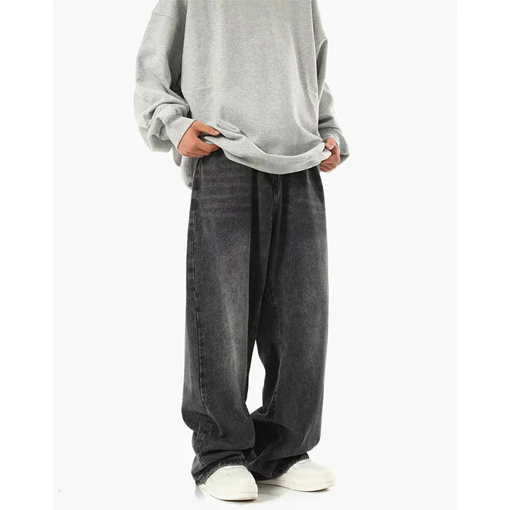 Herren-Jeans mit weitem Bein, schwarz