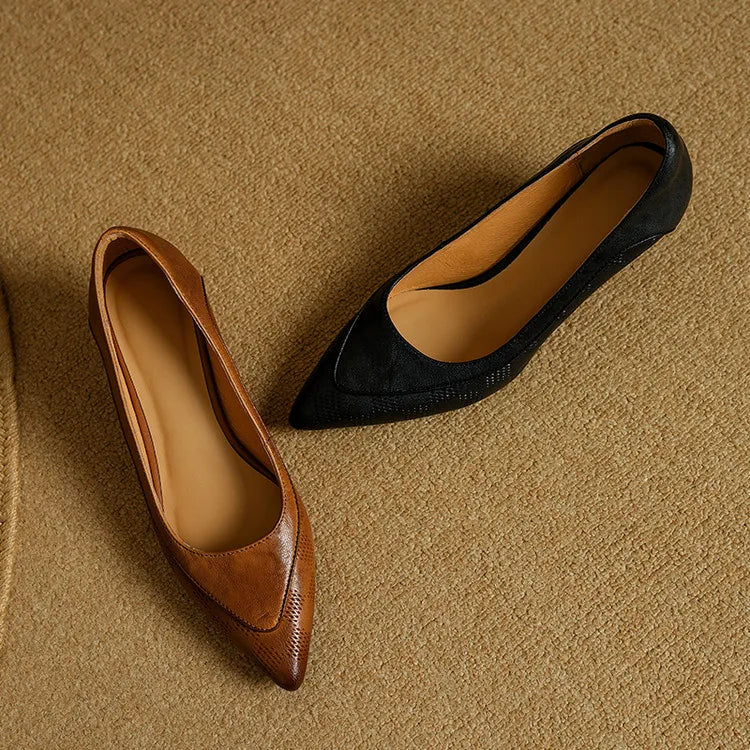 Pumps aus echtem Leder für Damen mit spitzer Zehenpartie