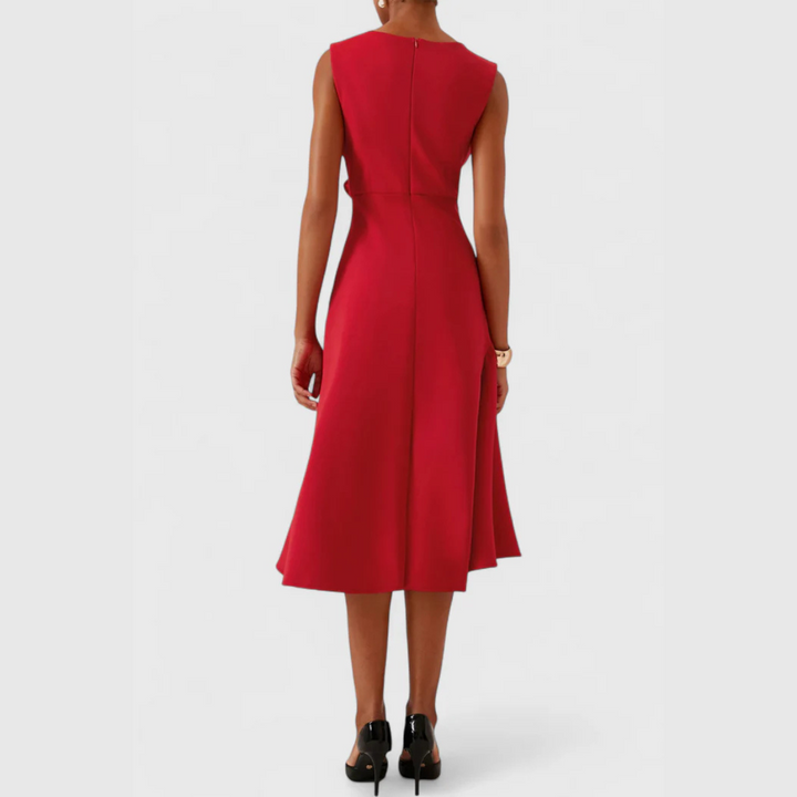 Beatrice | Damen Drapiertes Asymmetrisches Midikleid