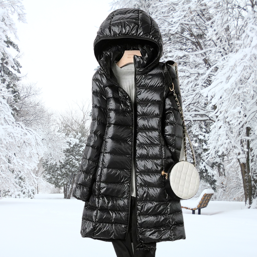 Leichte Daunenjacke Damen Lang mit Kapuze