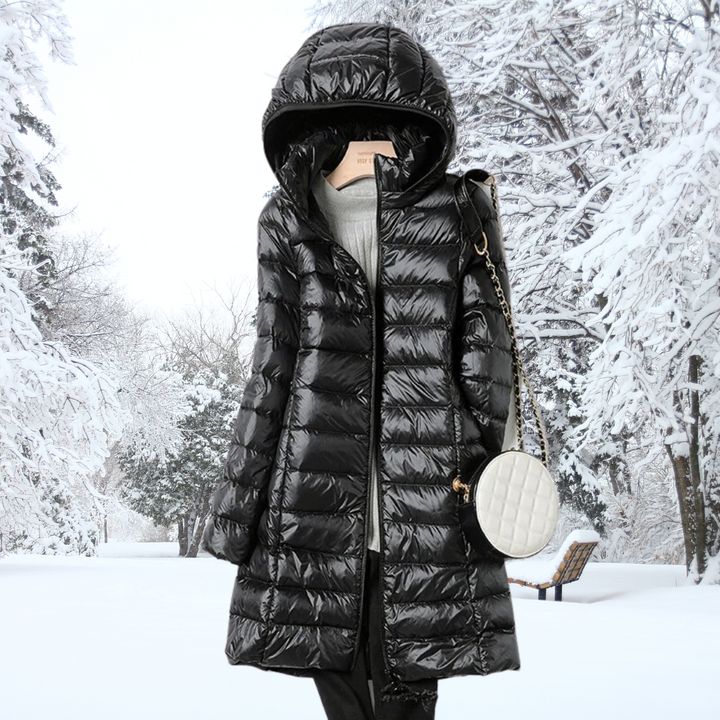 Leichte Daunenjacke Damen Lang mit Kapuze