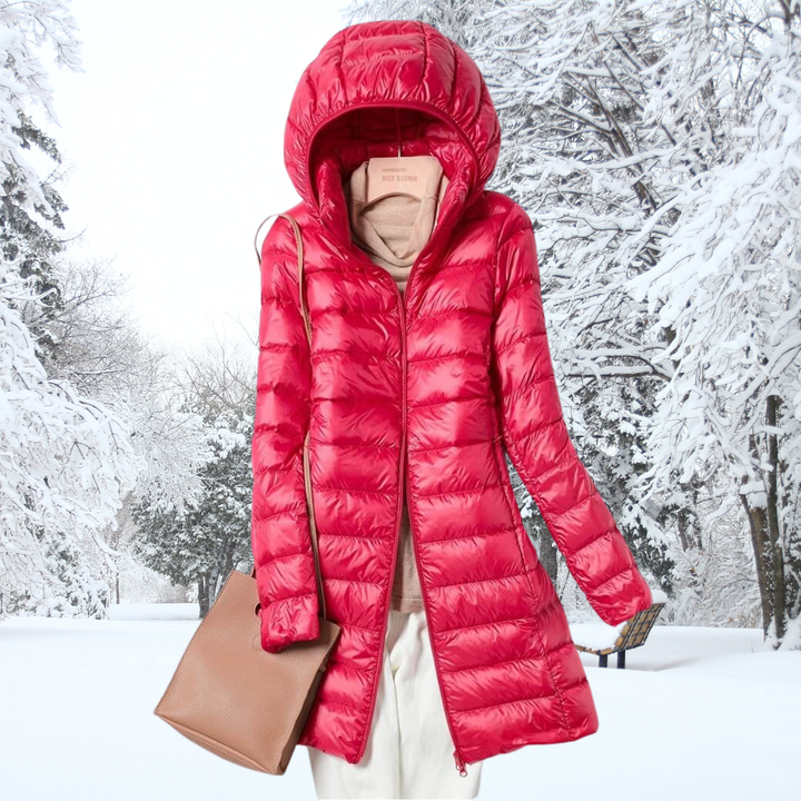 Leichte Daunenjacke Damen Lang mit Kapuze