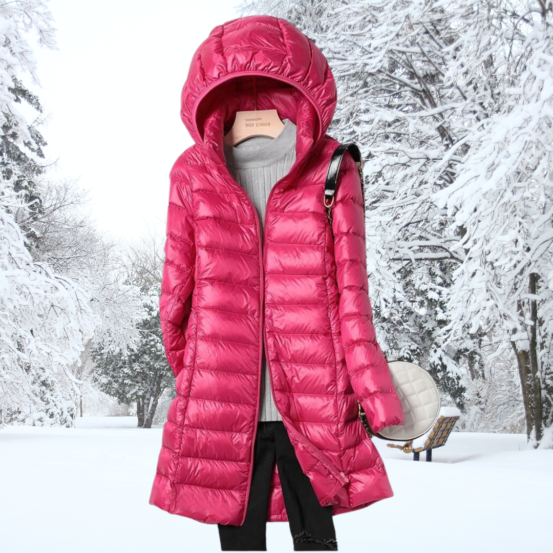 Leichte Daunenjacke Damen Lang mit Kapuze