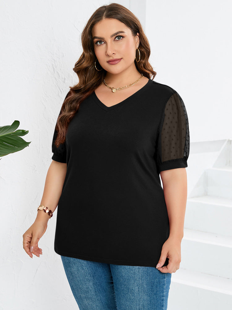 Hanna | Damen V-Ausschnitt Top Mit Puffärmeln