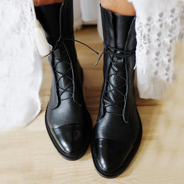 Schnürstiefeletten aus Leder für Damen
